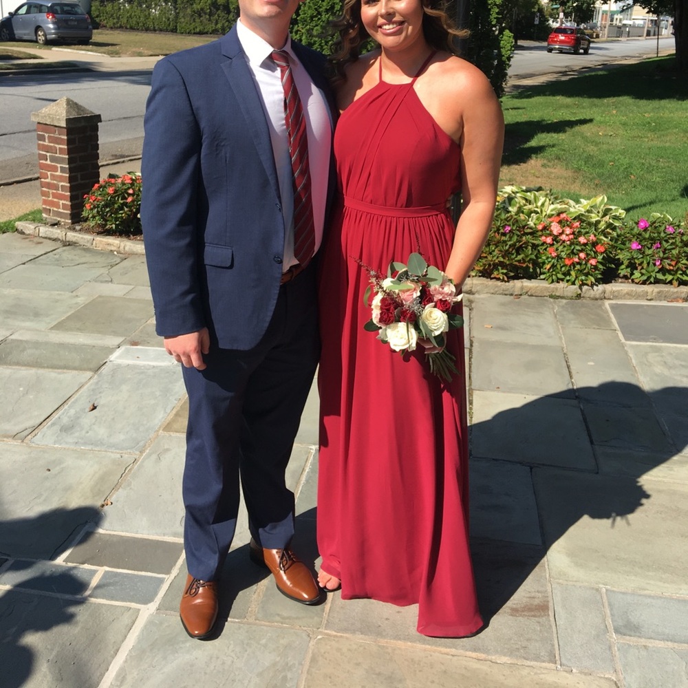 Azazie Apphia Bridesmaid dress in burgundy